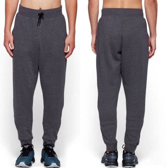 Asics Fleece Jogger Track Pants Size Small Heathered Steel Grey Warm Up Lounge S - Picture 1 of 13